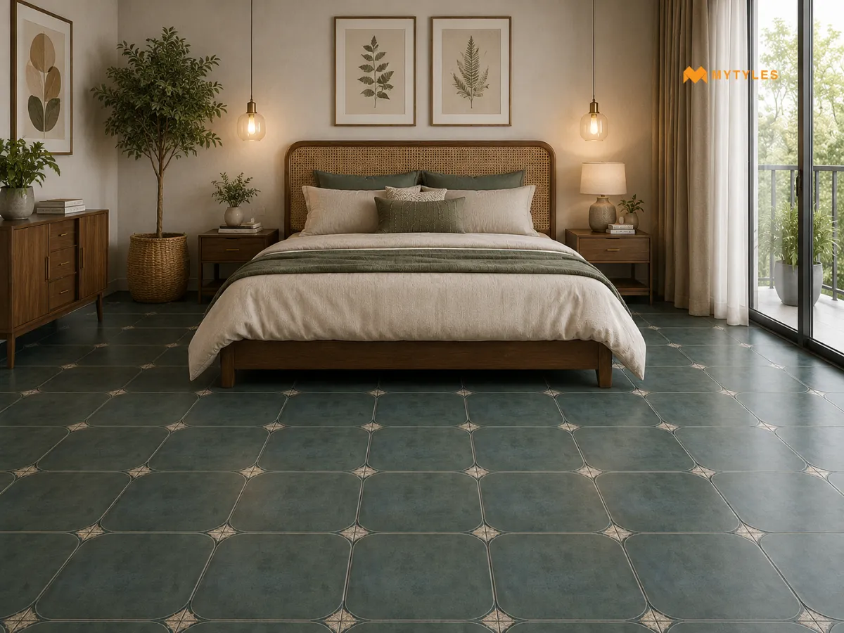 Green Octagon Tiles in Bedroom